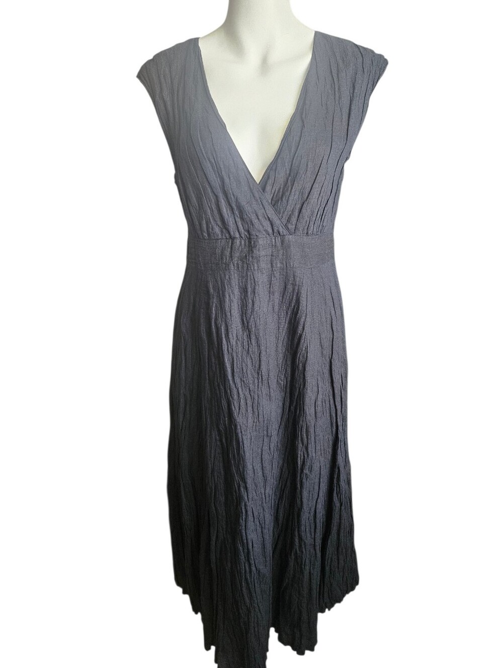 Garnet Hill Women Black V-Neck Metallic Thread Lined Midi Dress Sz 12 Whimsygoth